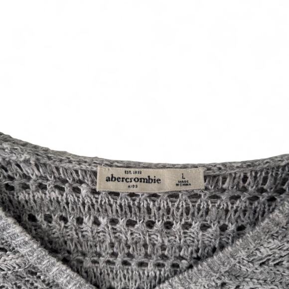 Abercrombie & Fitch Kids y2k v-neck crocheted pullover sweater with hood size L - Picture 2 of 6